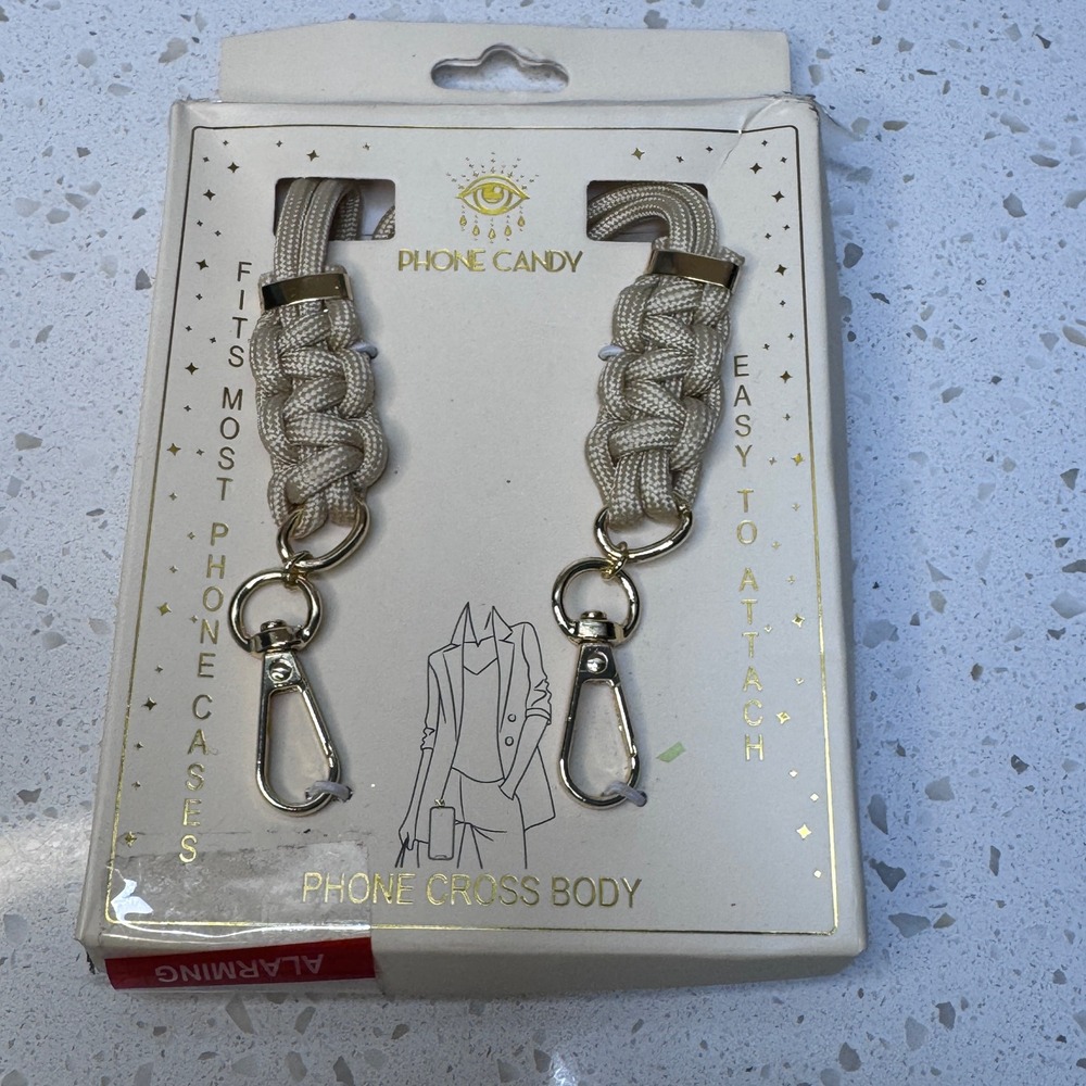 Eye Candy Los Angeles Phone Candy Braided Crossbody Strap Gold Universal Fit NIB